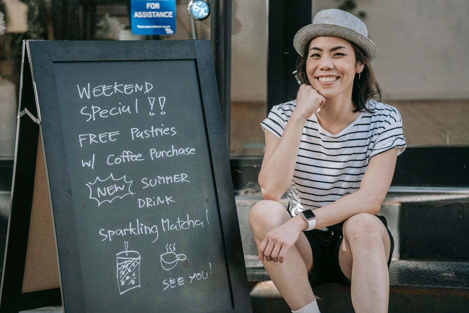 Spending a relaxed moment outside a café