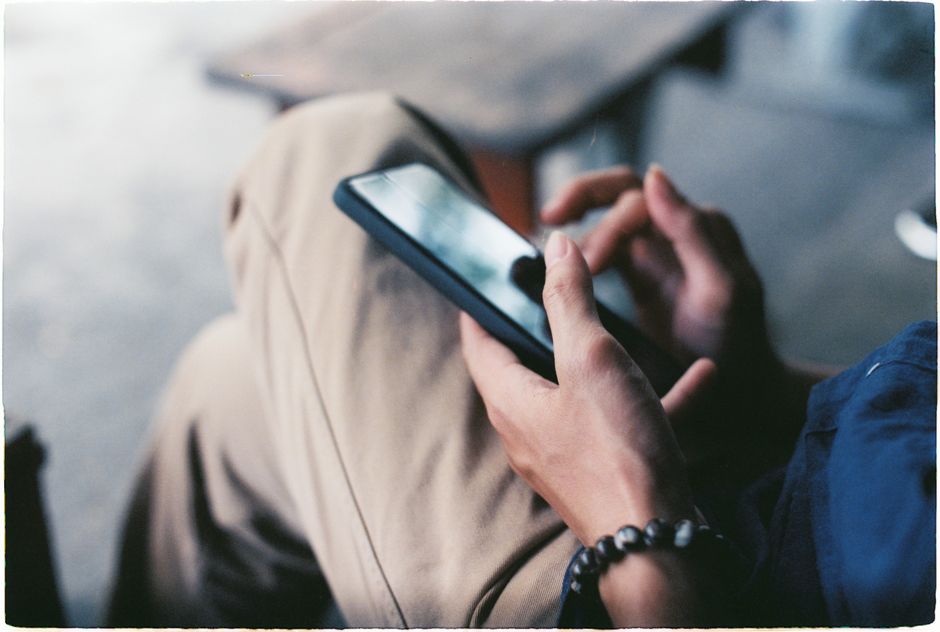Checking messages on a phone